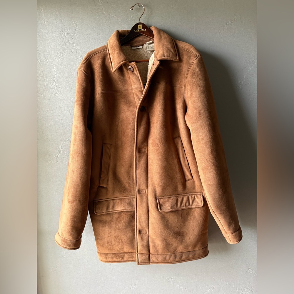 L.L. Bean Faux Suede Sherpa Jacket - Size XL Tall